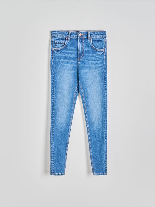 Reserved - blugi slim fit cu talie înaltă - bleumarin