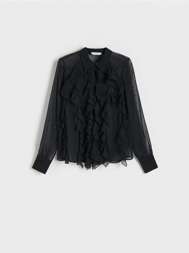 Mesh shirt with ruffles - RESERVED
