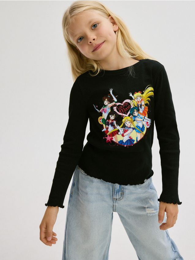 Reserved - tricou sailor moon mânecă lungă - negru
