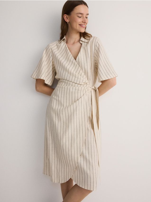 Reserved - rochie cu conținut ridicat de viscoză și adaos de in - multicolor