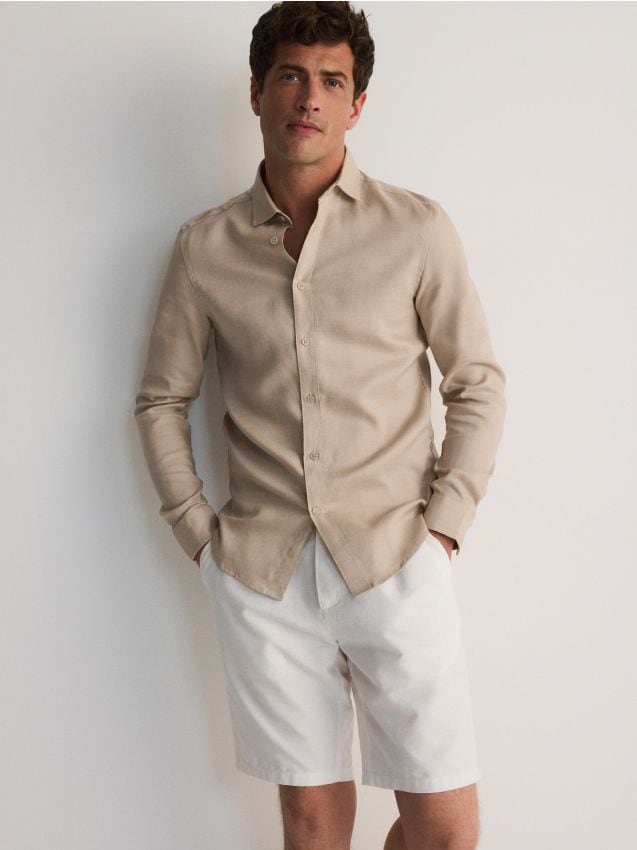 Regular fit linen rich shirt - RESERVED