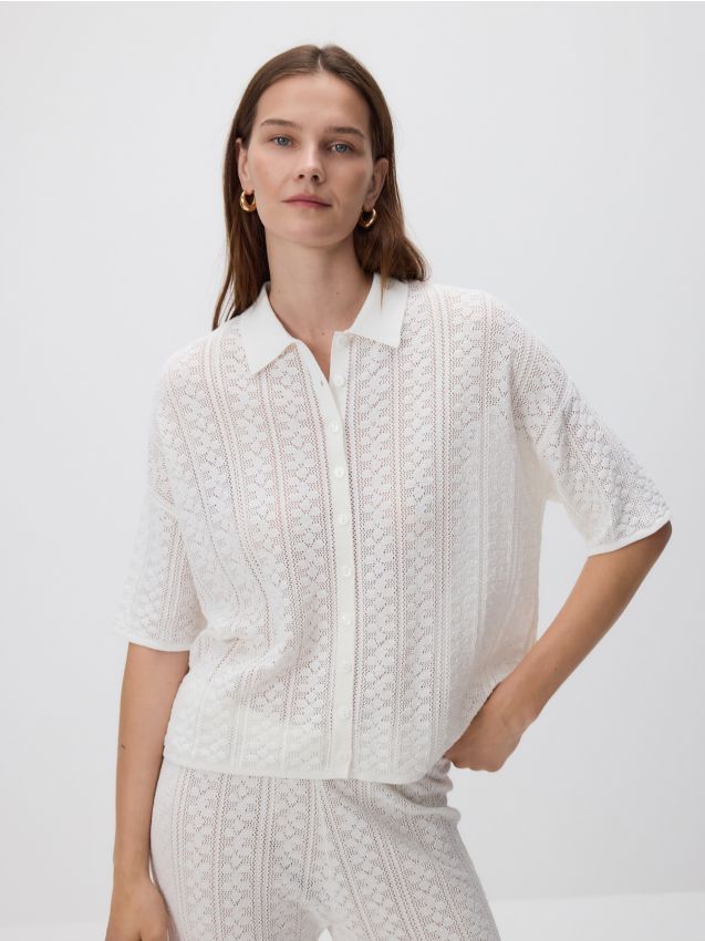 Knit shirt with viscose - RESERVED