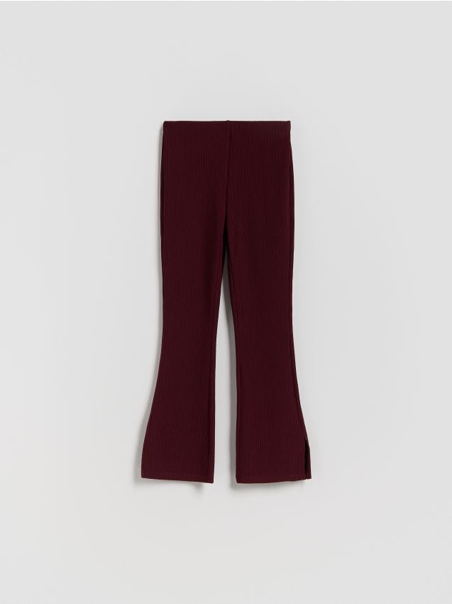 Reserved - Pantaloni evazați cu nervuri - mahon