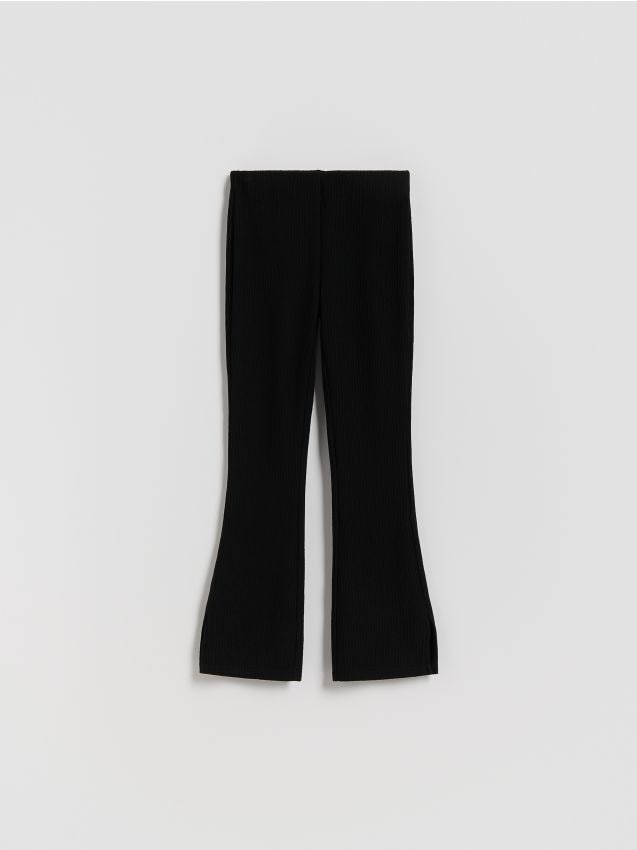Reserved - Pantaloni evazați cu nervuri - negru