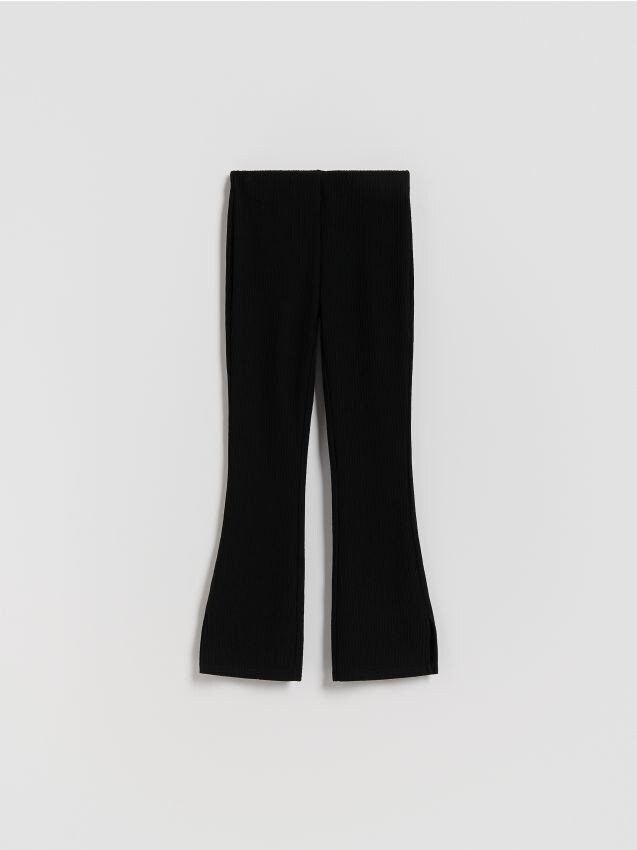 Reserved - Pantaloni evazați cu nervuri - negru