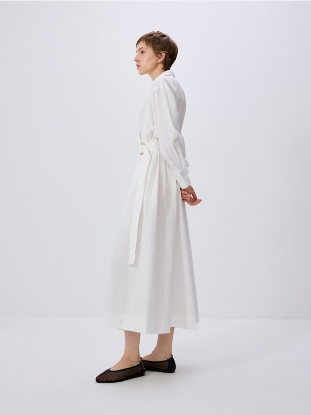 White shirt dress with belt hotsell
