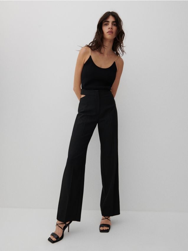 Elegant trousers with pressed crease Color black - RESERVED