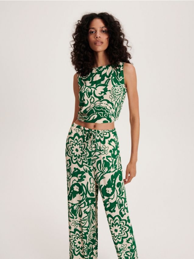 FLORAL FLARED TROUSERS  Ecru  ZARA India