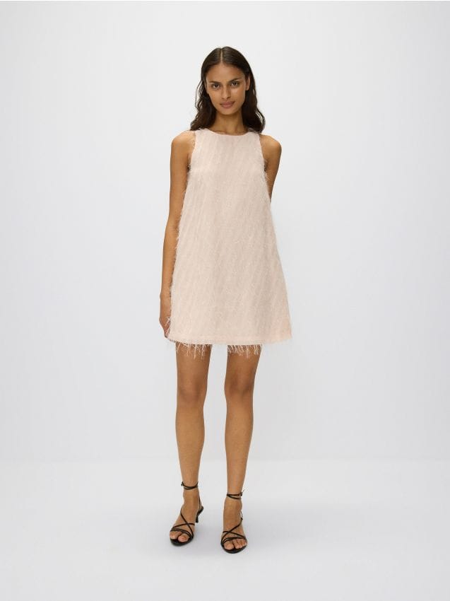 Reserved - rochie mini cu decolteu tip halter - roz-pastel