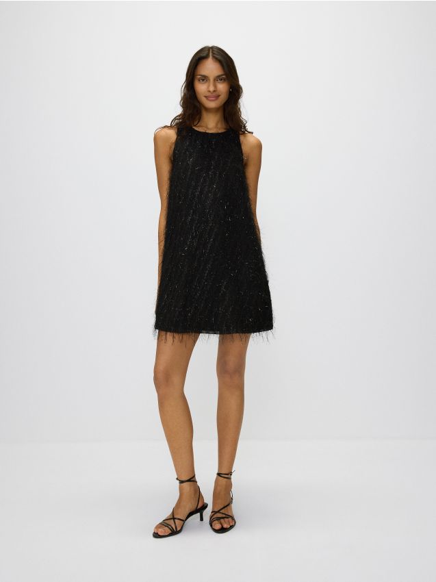 Reserved - rochie mini cu decolteu tip halter - negru
