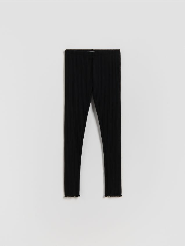 Reserved - Colanți din tricot striat - negru