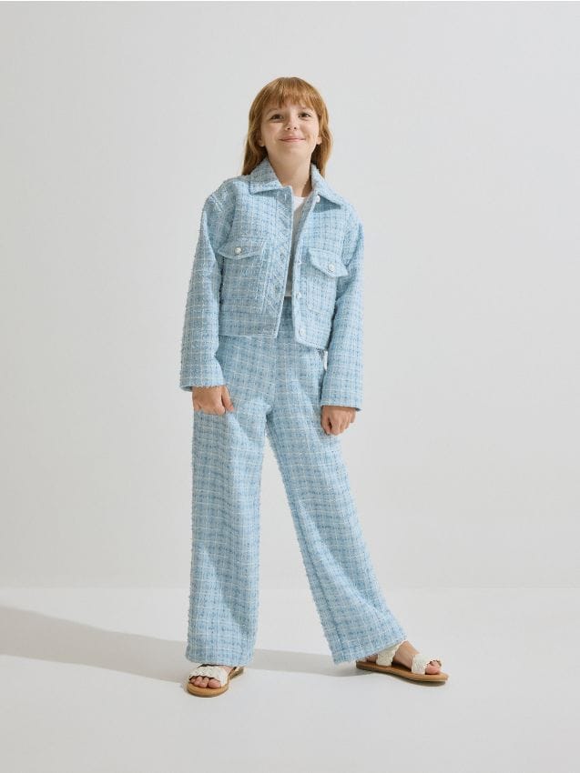 Reserved - pantaloni din tweed - albastru-deschis