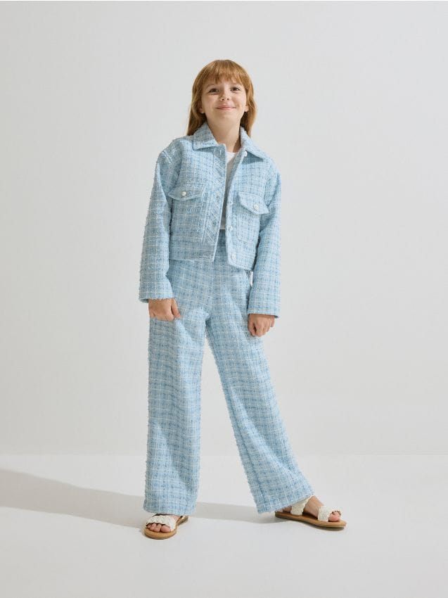 Reserved - Pantaloni din tweed - albastru-deschis