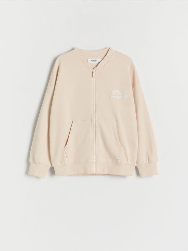 Reserved - bluză sport cu broderie - nude