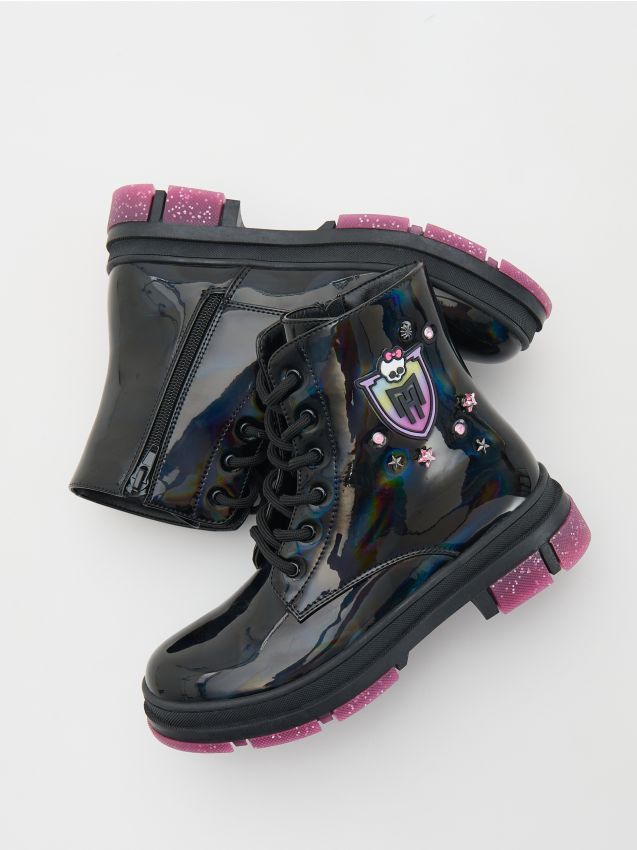 Reserved - GIRLS` ANKLE BOOTS - negru