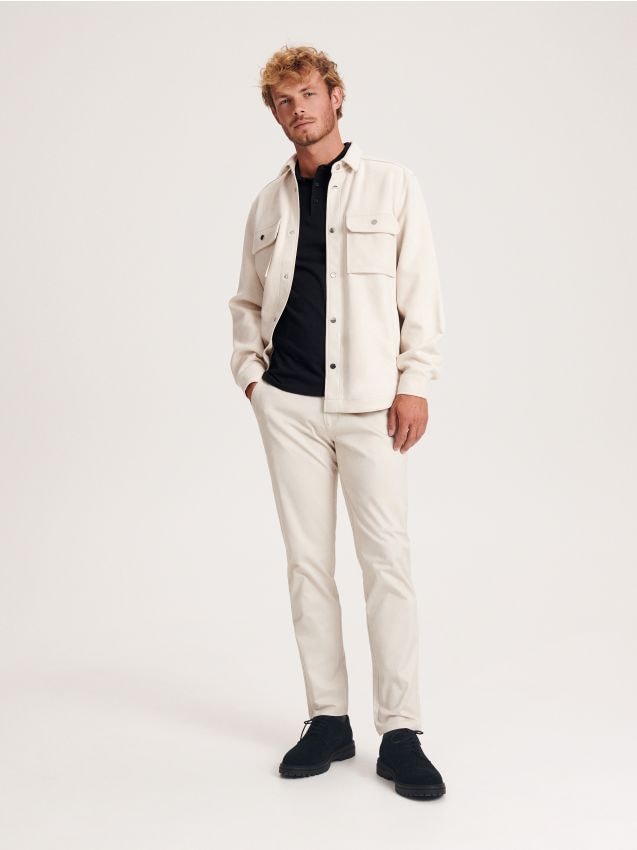 Reserved - Pantaloni chino slim, cu curea - gri deschis Reserved - Pantaloni chino slim, cu curea - gri deschis