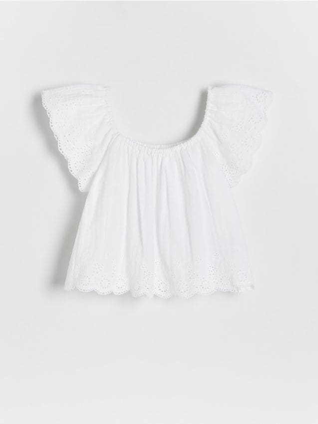 Openwork blouse with flounce - RESERVED