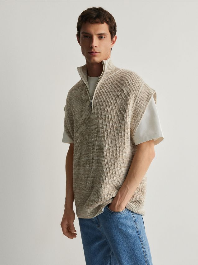 Reserved - vestă din tricot - crem