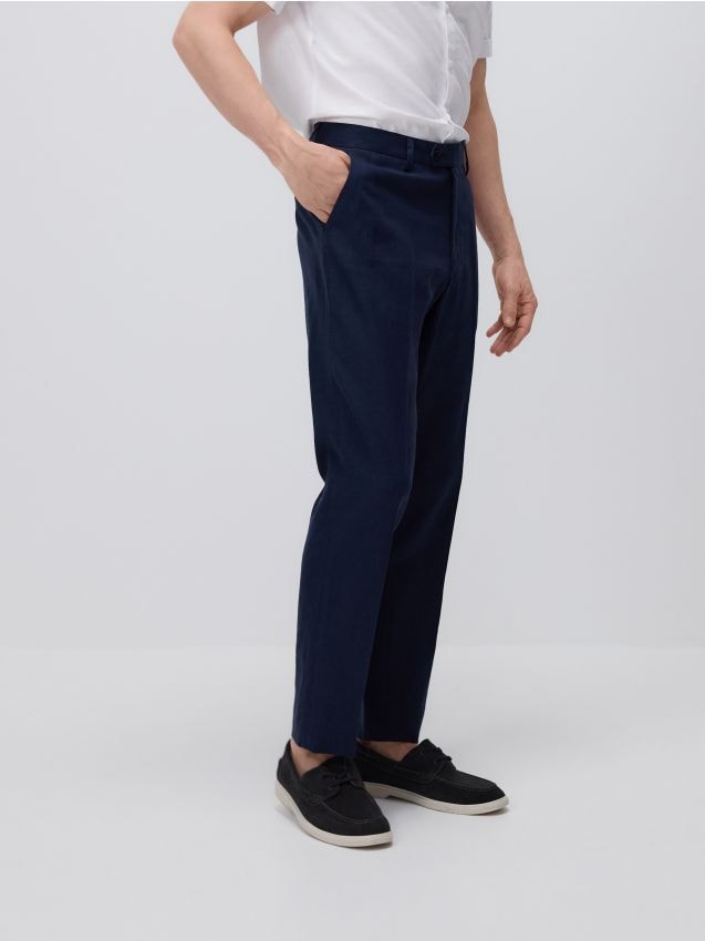 Regular linen rich trousers - RESERVED