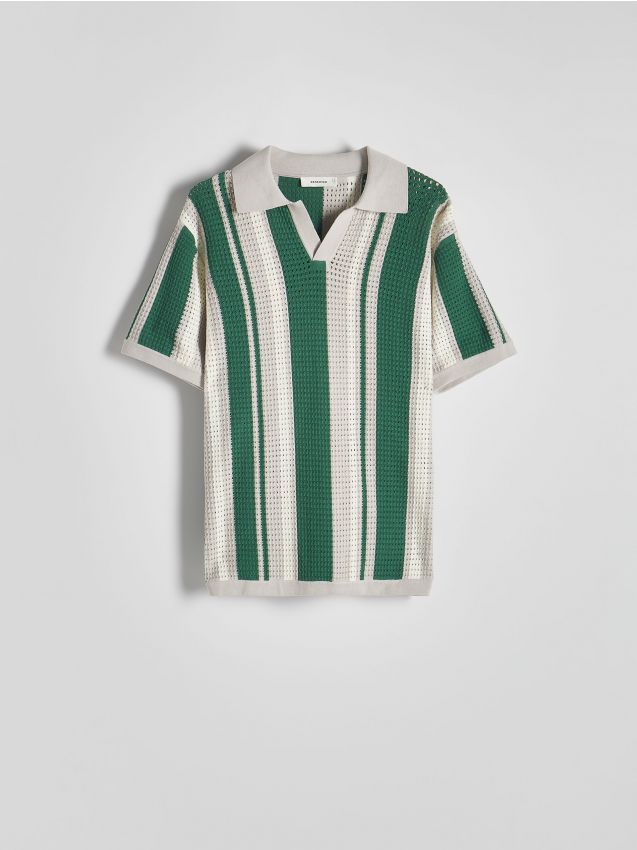 Reserved - pulover polo cu dungi - multicolor