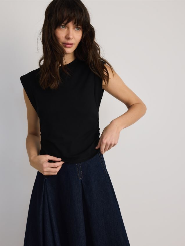 T-shirt with decorative ruching - RESERVED