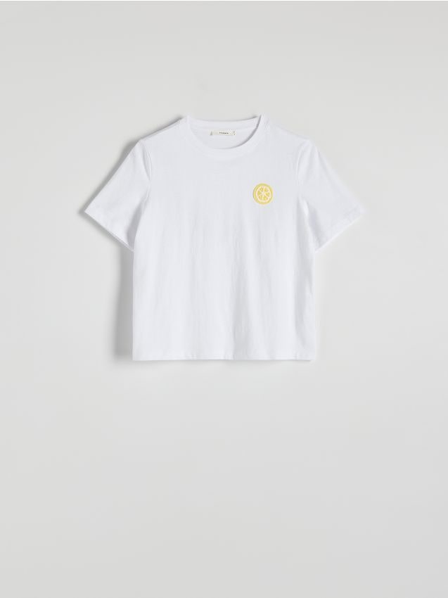 Reserved - Tricou cu broderie discretă - crem Reserved - Tricou cu broderie discretă - crem