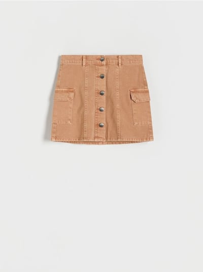 Denim skirt with cargo pockets