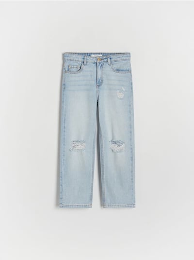 Jeans mit gerader Passform und Saumschlitzen