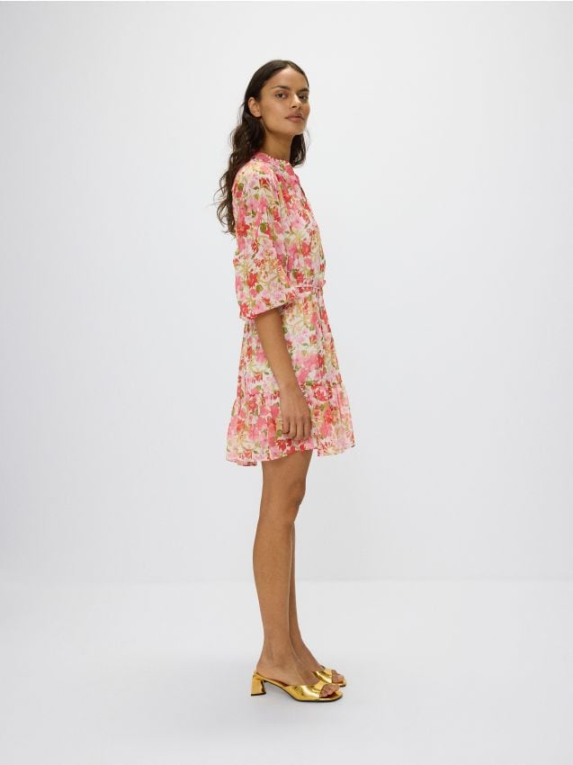 Reserved - rochie mini cu imprimeu floral - roz-pastel