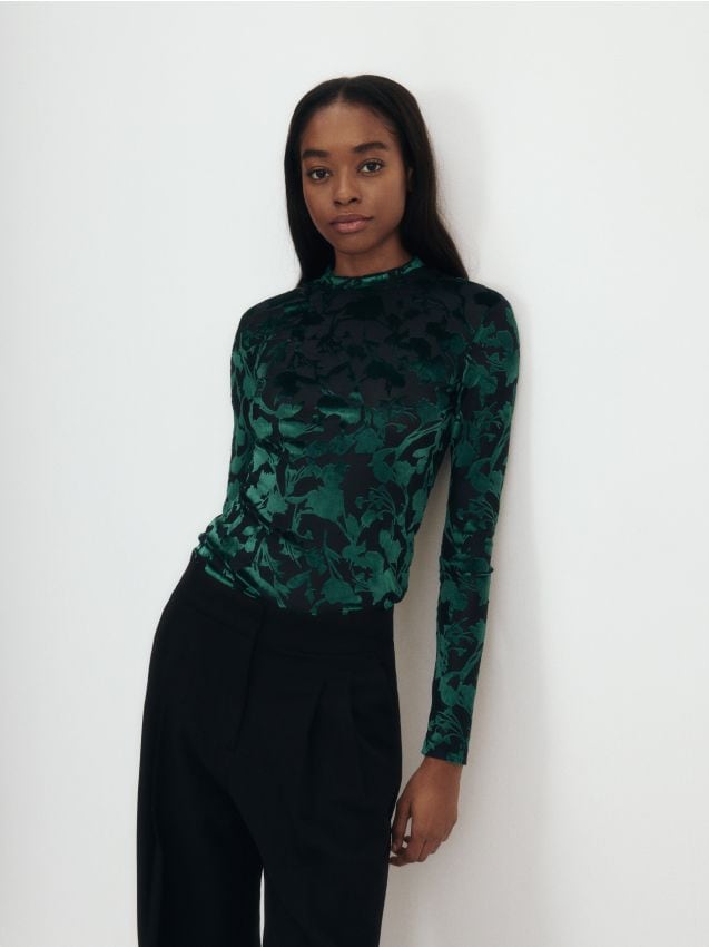 Regular fit patterned long sleeve T-shirt - RESERVED