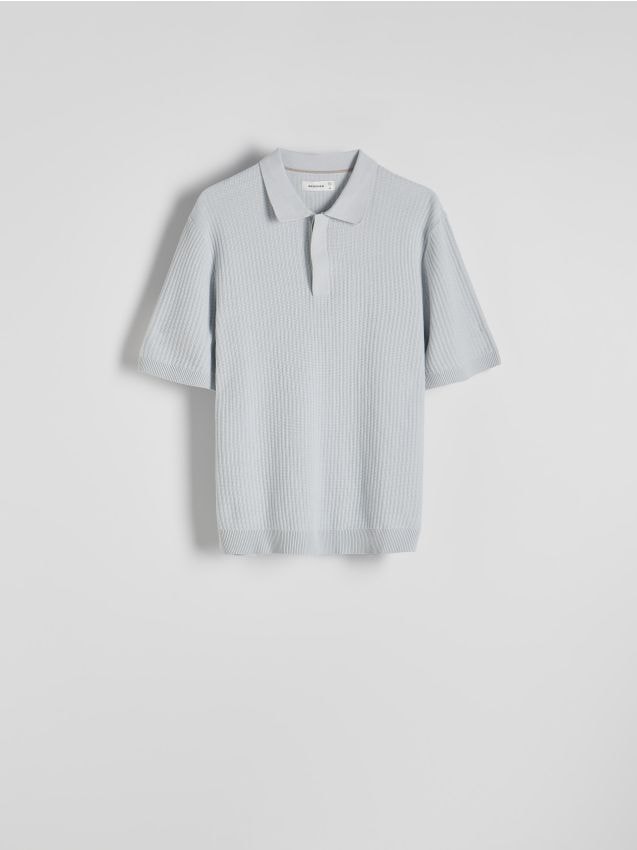 Pull façon polo en tissu texturé - RESERVED