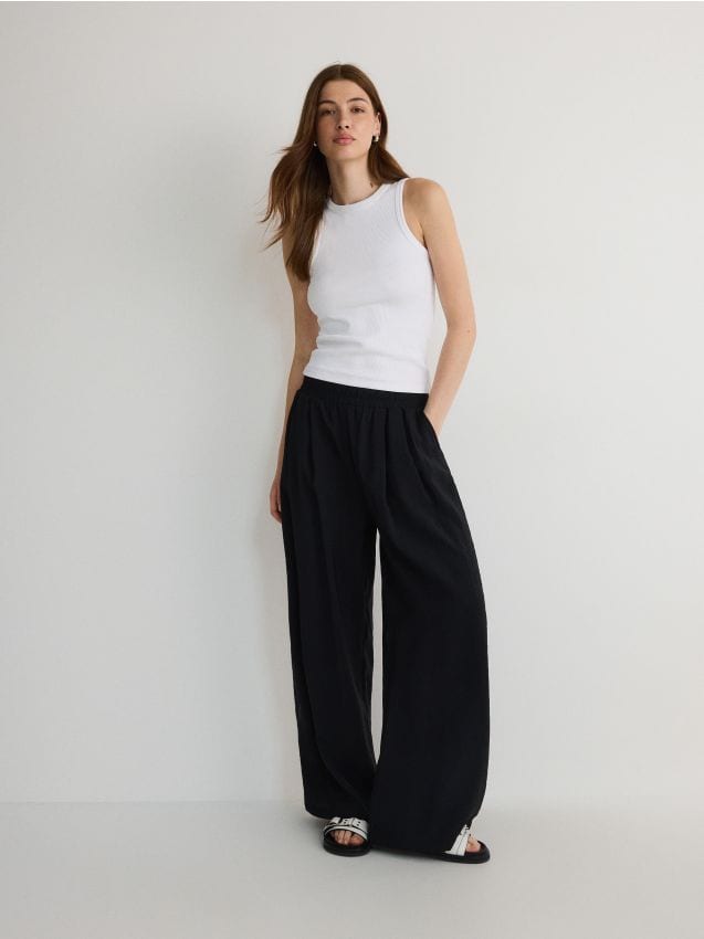 Reserved - ladies` trousers - negru