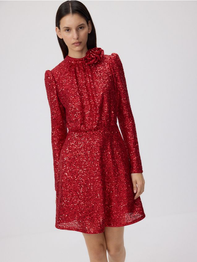 Sequin dress with puffy sleeves - RESERVED