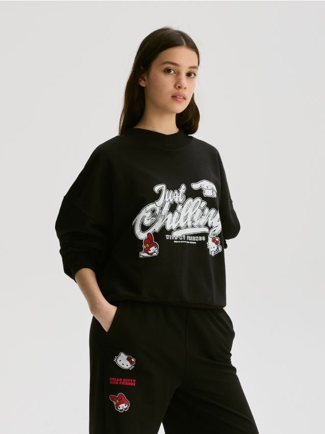 Reserved - GIRLS` JOGGING TOP - negru Reserved - GIRLS` JOGGING TOP - negru