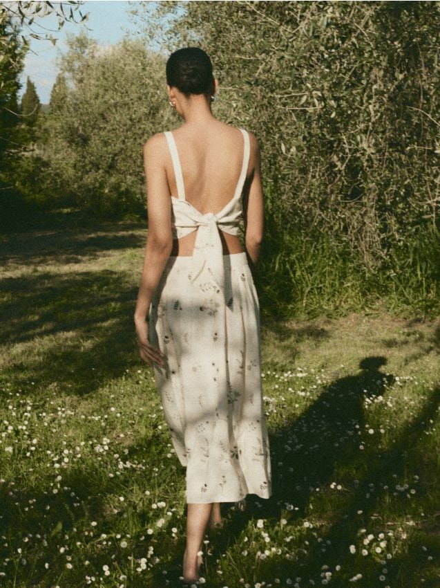Top van viscose en linnenmengsel - RESERVED