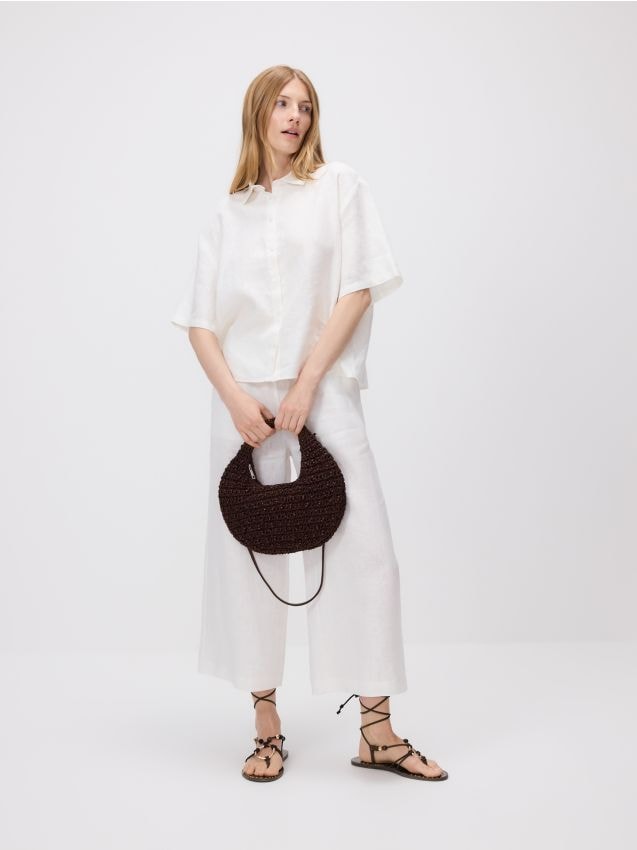 Linen short-sleeved shirt - RESERVED