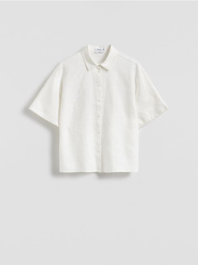 Linen short-sleeved shirt - RESERVED