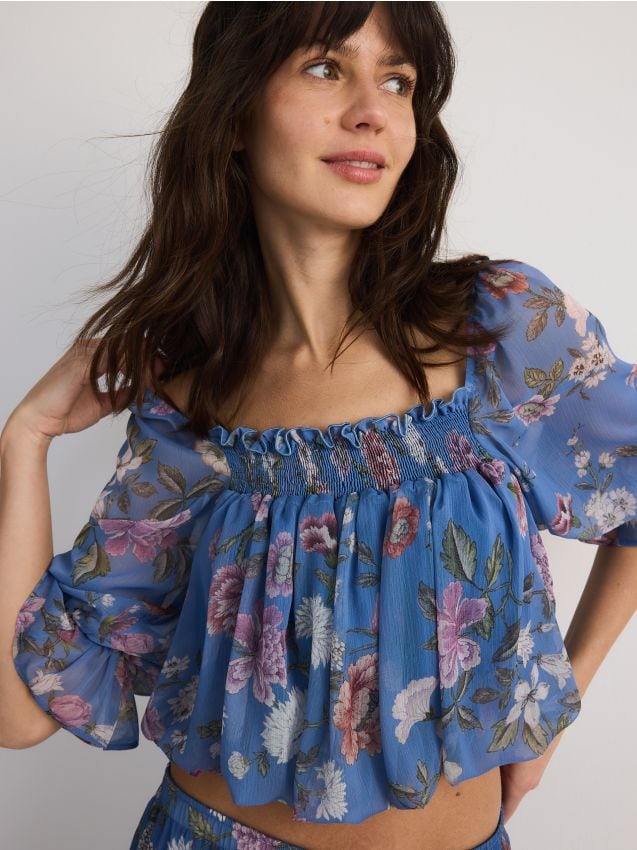Patterned ruffle blouse - RESERVED