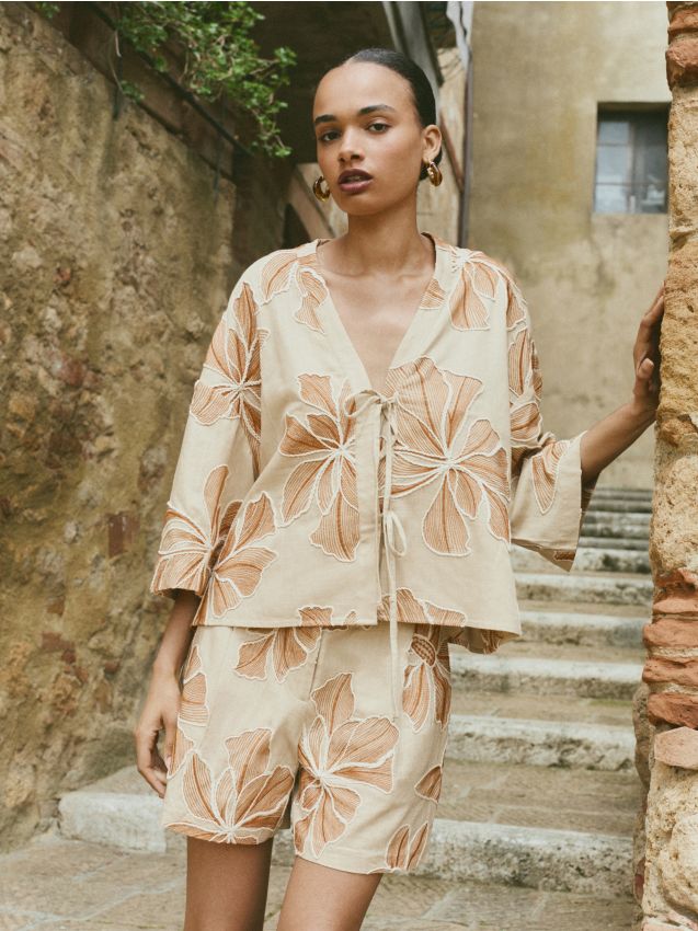 Tied linen-blend blouse - RESERVED