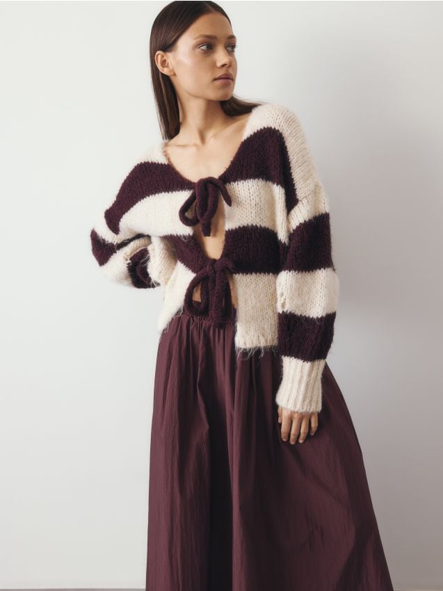 Cardigan with tie detail - RESERVED