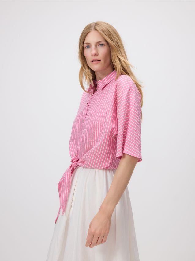 Patterned linen rich shirt - RESERVED