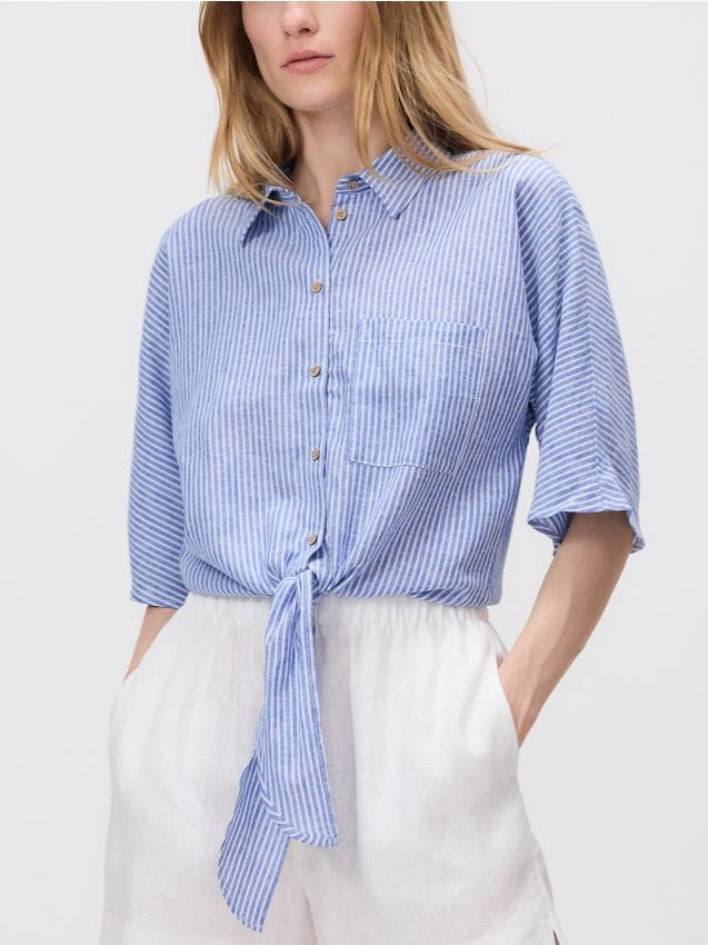 Patterned linen rich shirt - RESERVED