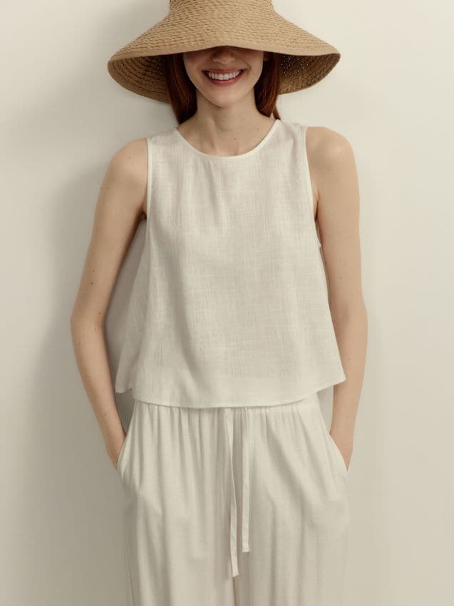Linen blend top - RESERVED