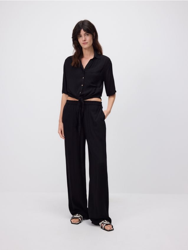 Tie-front viscose shirt - RESERVED