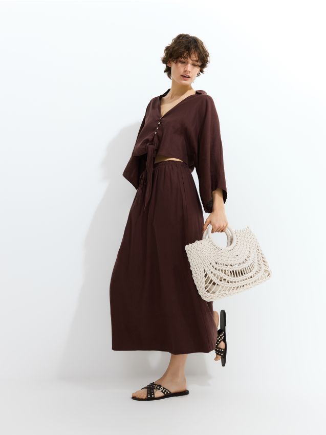Linen blend midi skirt - RESERVED