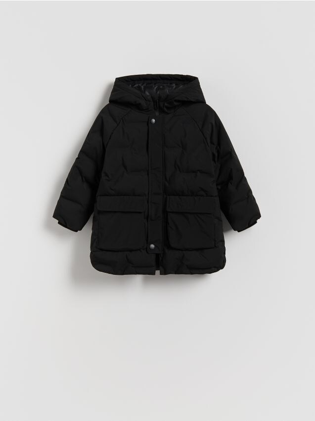Reserved - Parka vătuită, cu glugă - negru