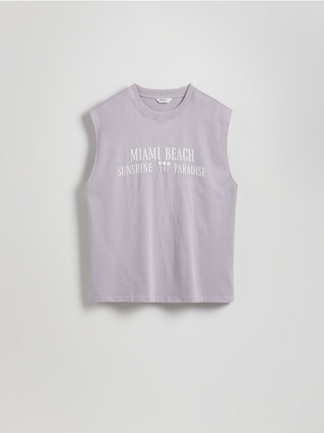 Reserved - Tricou cu croială lejeră cu imprimeu - lavand