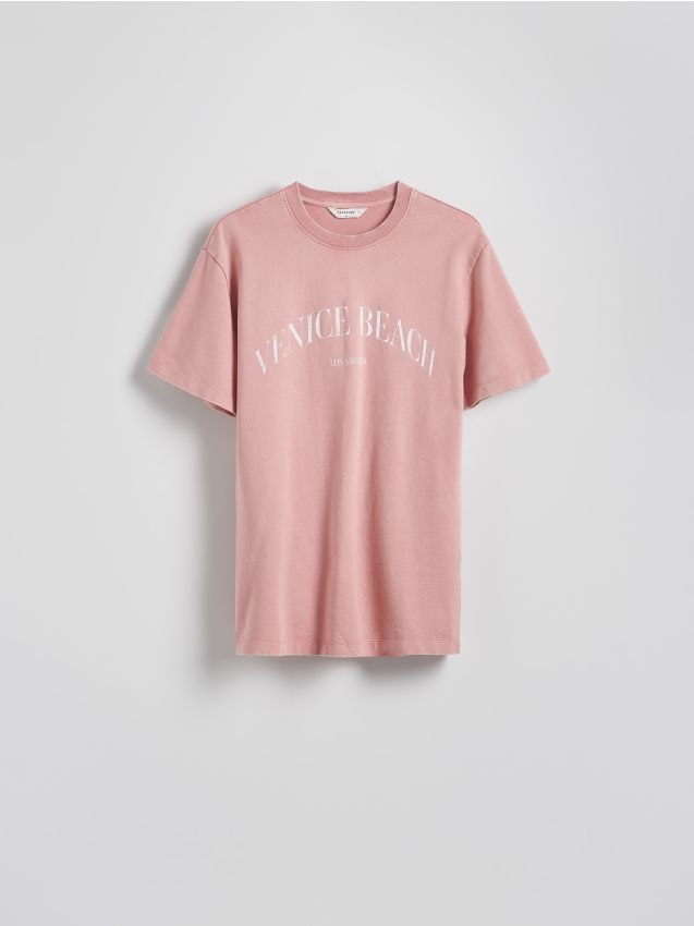 Reserved - Tricou regular cu imprimeu - roz-pudră
