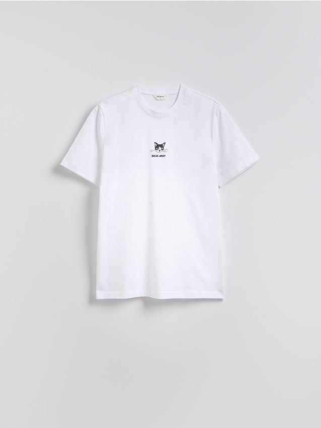 Reserved - Tricou regular cu broderie - alb