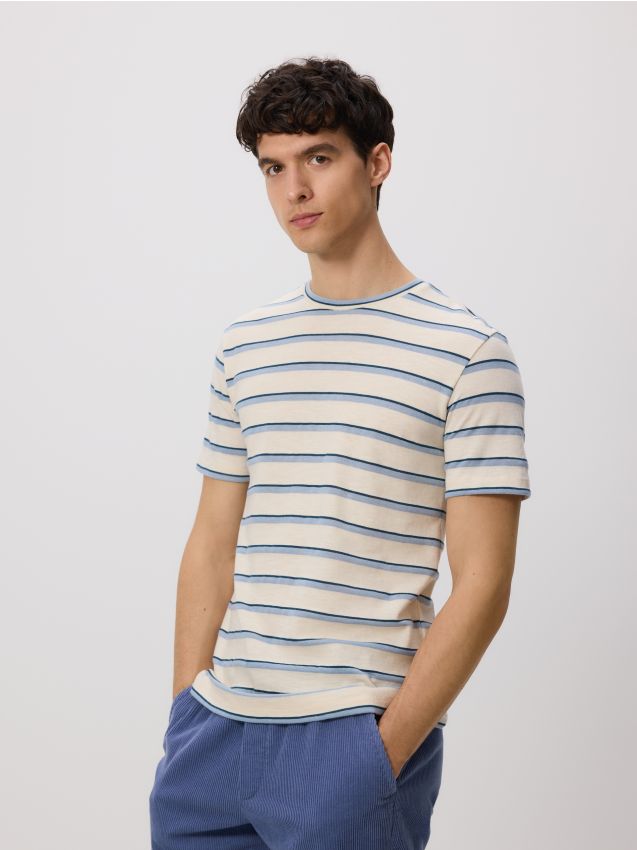 Reserved - Tricou regular fit cu dungi - alb